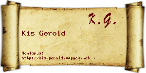 Kis Gerold névjegykártya